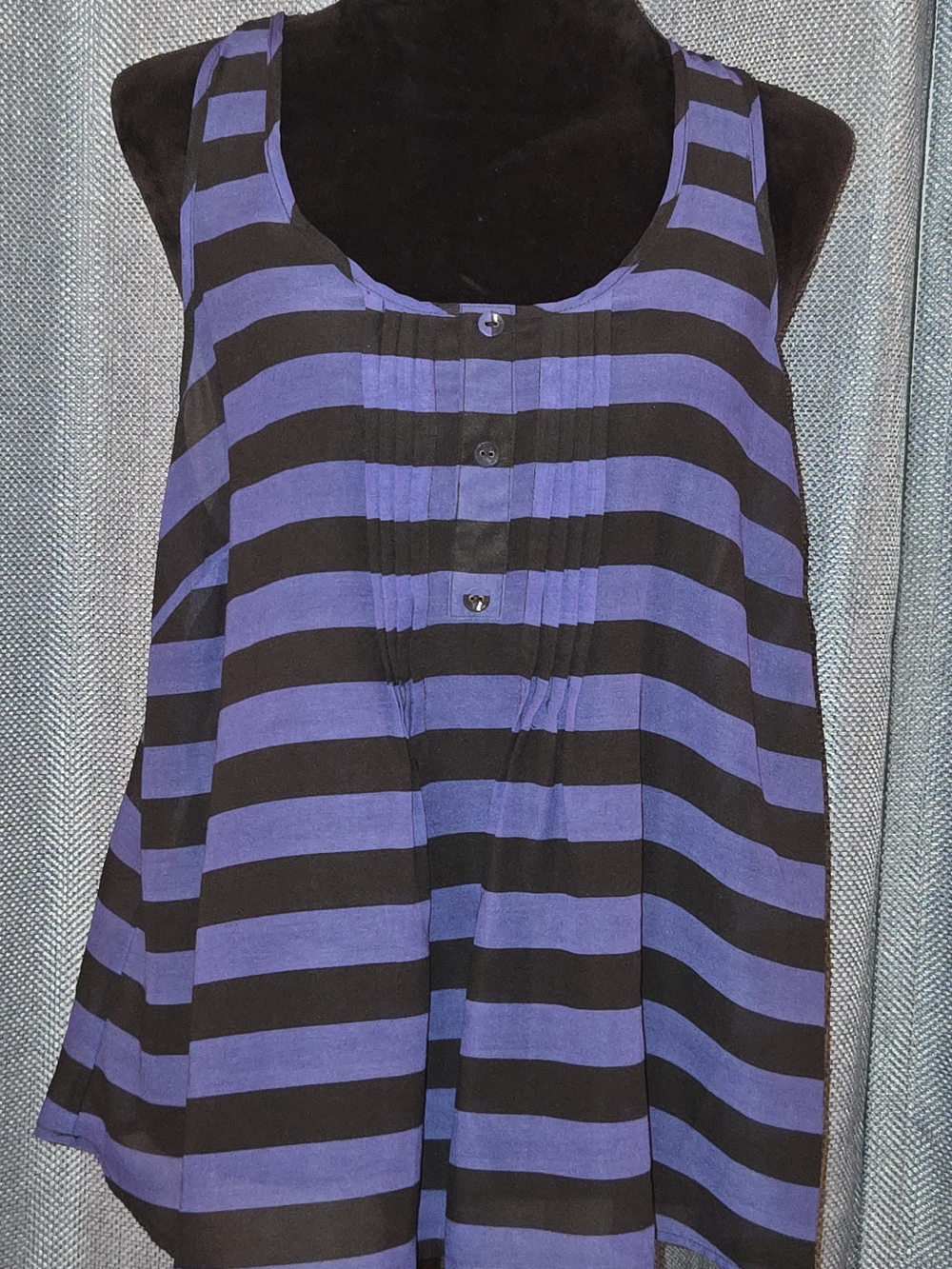 Torrid Horizontal Striped Henley Tank Top